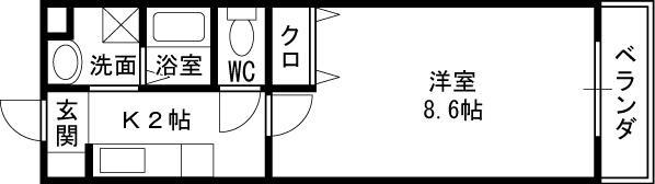 誠月ハイツ(1K/1階)の間取り写真