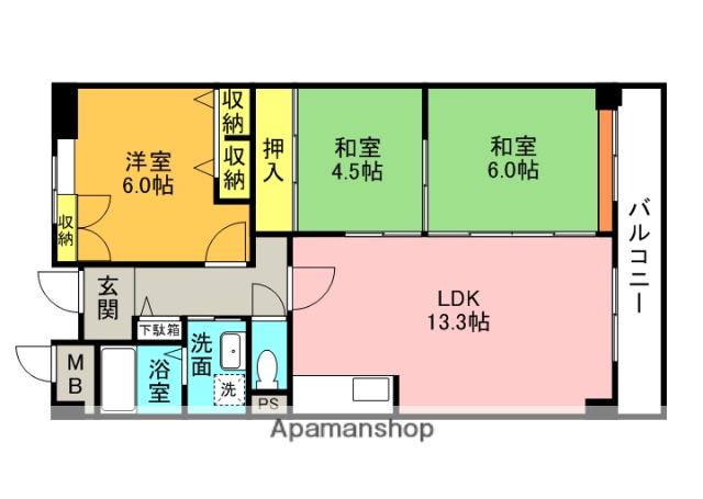 パルハセトン香里園(3LDK/3階)の間取り写真
