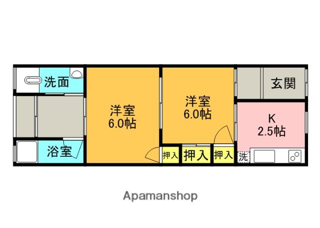 関西マンション(2K/3階)の間取り写真