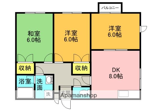 メゾンアキホ(3DK/2階)の間取り写真