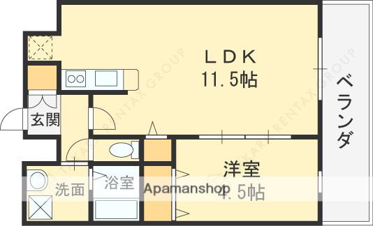 エトワール磐船(1LDK/2階)の間取り写真