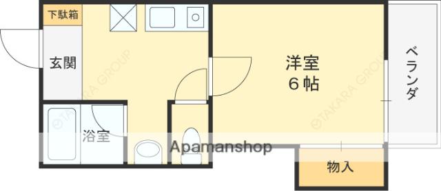 フルール(1K/1階)の間取り写真