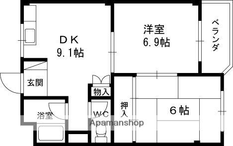 城垣マンション(2DK/3階)の間取り写真