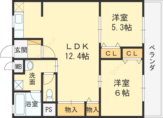 石垣ハイツ(2LDK/1階)の間取り写真