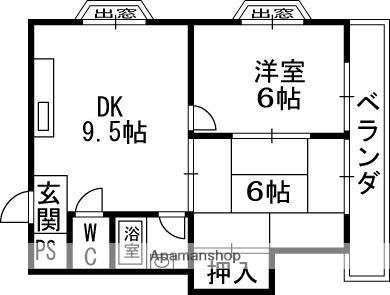 金森マンション(2LDK/3階)の間取り写真