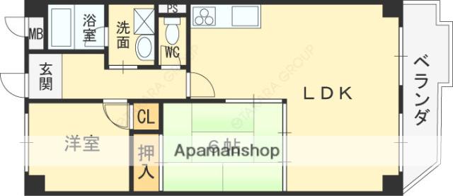 ゲートリバーハイツ(2LDK/2階)の間取り写真
