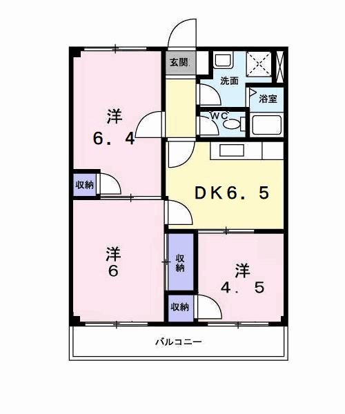 アメニティ東香里(3DK/2階)の間取り写真