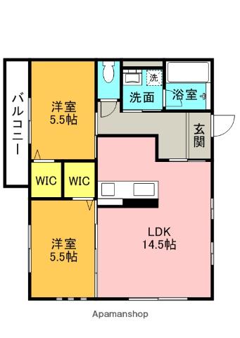 ラ・コリーヌ(2LDK/1階)の間取り写真