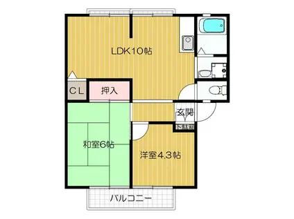 サンコートサヨミ(2LDK/2階)の間取り写真