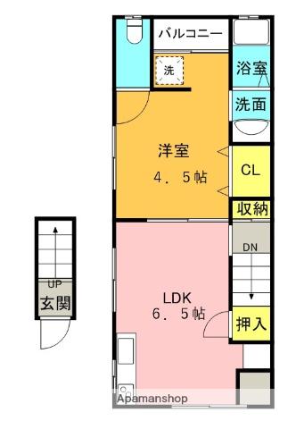 ハイツ田宮(1DK/2階)の間取り写真