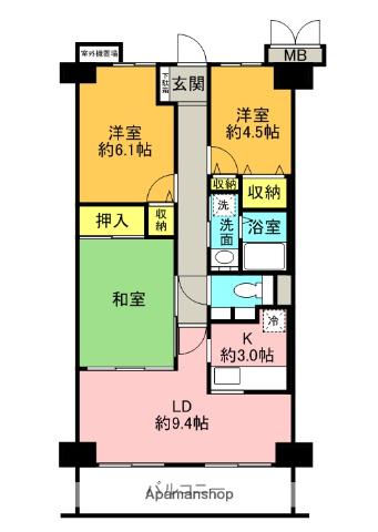 プレミール津田(3LDK/3階)の間取り写真