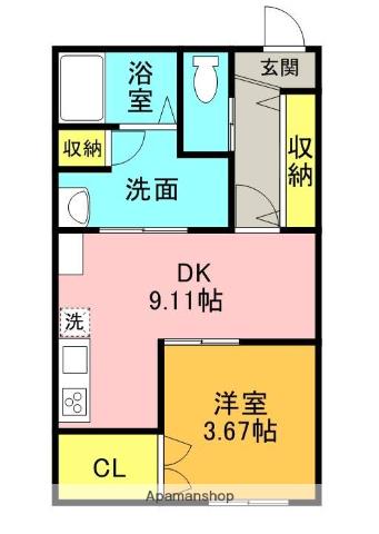 ディアコート光善寺(1DK/1階)の間取り写真