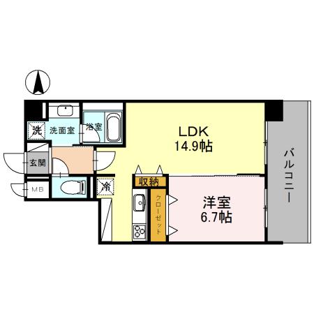 クレッシェンドⅤ(1LDK/2階)の間取り写真