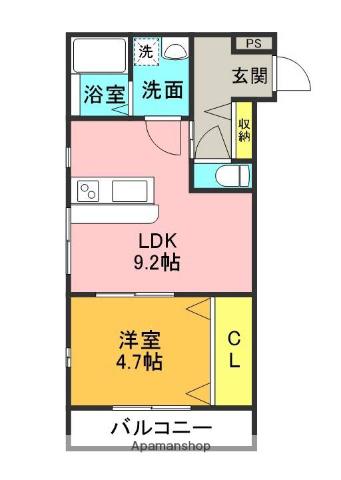 ウィズ・交野(1LDK/3階)の間取り写真