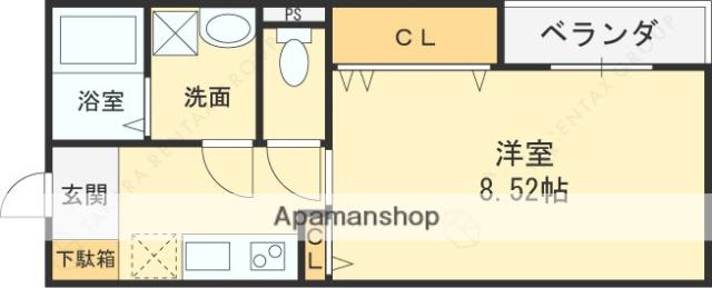 シエルグランデ町楠葉(1K/2階)の間取り写真