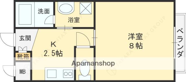 クラウディア長尾(1K/3階)の間取り写真