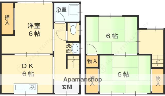 楠葉中町２戸１貸家（右）(3DK)の間取り写真
