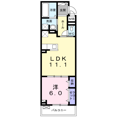 深野5丁目アパートイースト(1LDK/1階)の間取り写真