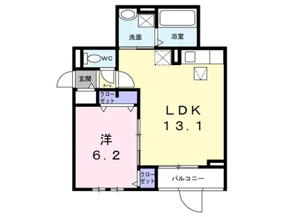サニーレジデンス高槻本町(1LDK/1階)の間取り写真