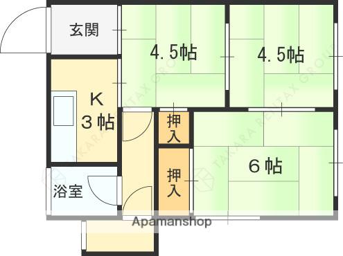 山城荘(3K/2階)の間取り写真