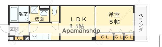 ラモーナ焼野Ⅰ(1LDK/3階)の間取り写真