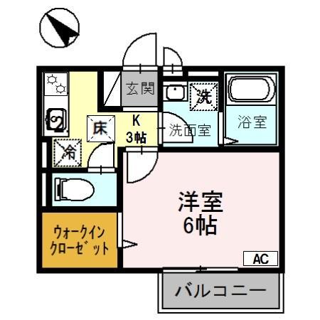 SOLEIL香里園(1K/1階)の間取り写真