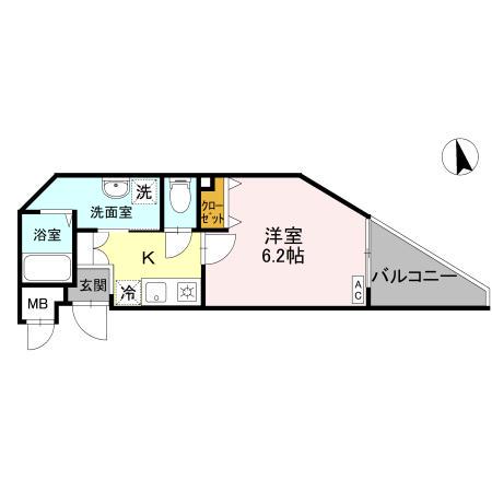 アンリシールIII(1K/4階)の間取り写真