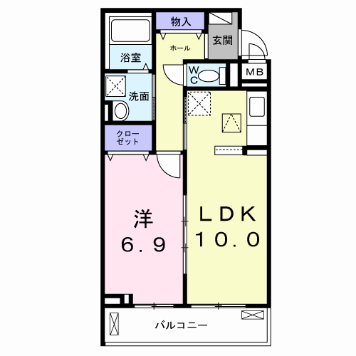ブライト中野(1LDK/1階)の間取り写真