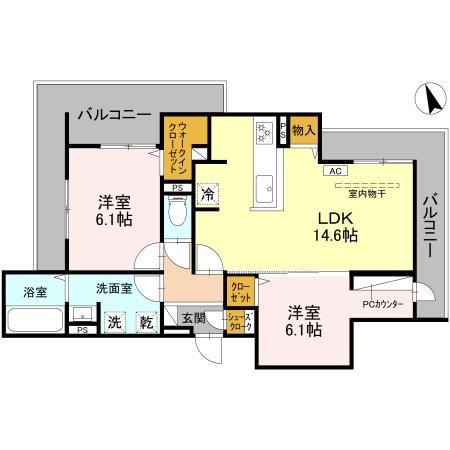 フィエルテ(2LDK/3階)の間取り写真