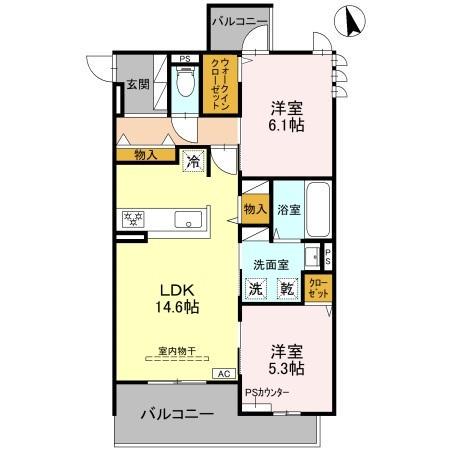 フィエルテ(2LDK/2階)の間取り写真