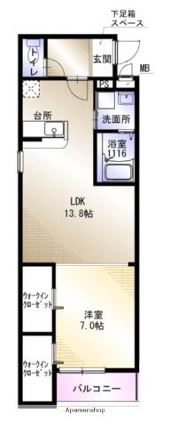 WISTERIA TERRACE(1LDK/1階)の間取り写真