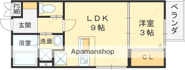 CHOU CHOU MAKINOSAKA(1LDK/2階)の間取り写真