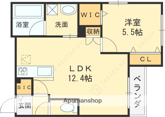 メゾンさらら(1LDK/1階)の間取り写真