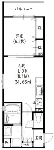 クリエオーレ倉治(1LDK/3階)の間取り写真
