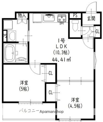 クリエオーレ倉治(2LDK/2階)の間取り写真