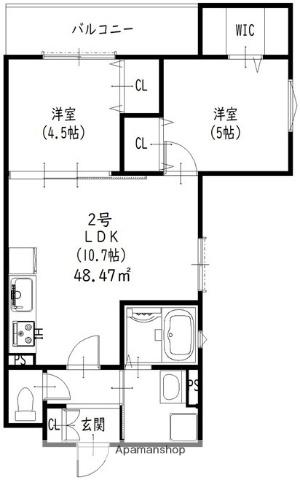 クリエオーレ倉治(2LDK/3階)の間取り写真