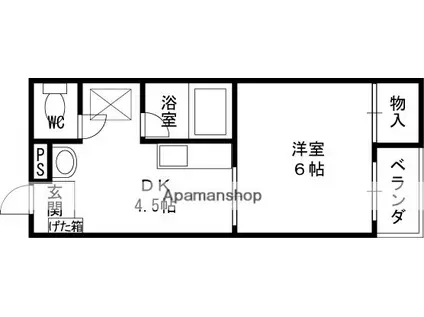レジデンス摂津(1K/2階)の間取り写真