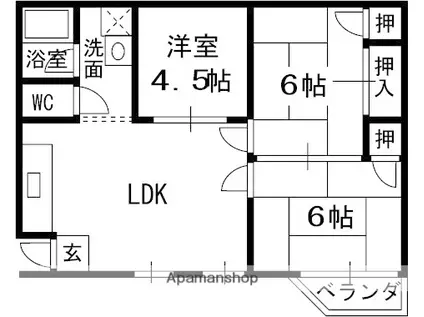 アテイン高槻石津A棟(3LDK/2階)の間取り写真