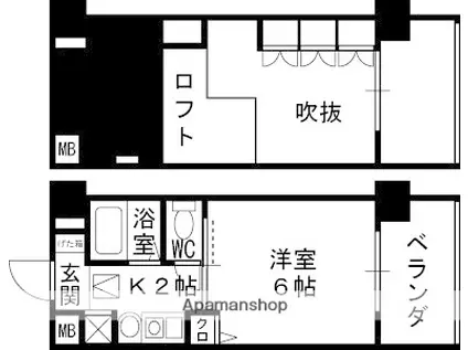 エステムコート梅田東アクアパレス(1K/6階)の間取り写真