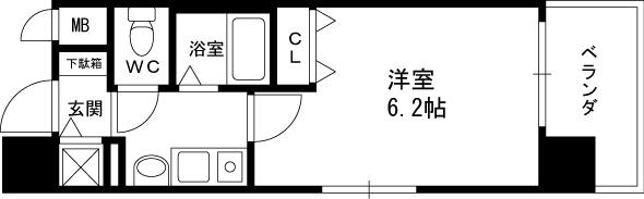 プレサンス梅田インテルノ(1K/6階)の間取り写真