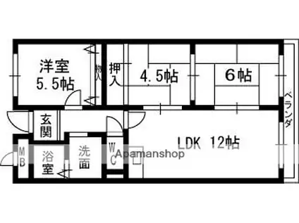 アイミナール石津(3LDK/4階)の間取り写真