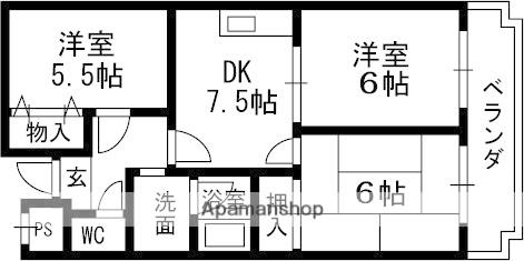 レスポワール星田(3DK/4階)の間取り写真