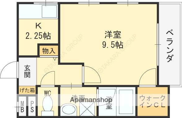 ヴァンヴェール(1K/2階)の間取り写真