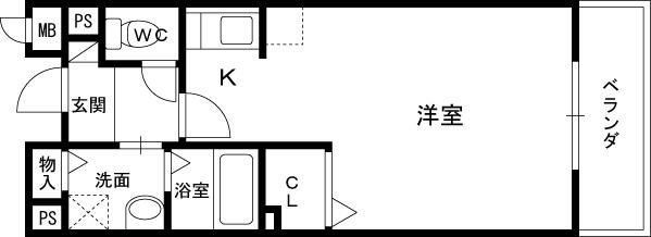 シュテルン星田(ワンルーム/2階)の間取り写真