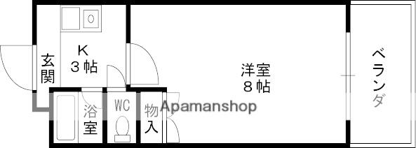 サングランデ2ND(1K/2階)の間取り写真