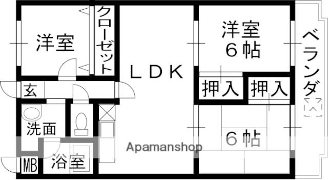 リバティー交北Ⅱ(3LDK/2階)の間取り写真