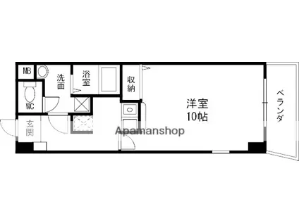 モンシャトー百済坂(1K/1階)の間取り写真