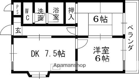 第五金森マンション(2DK/4階)の間取り写真