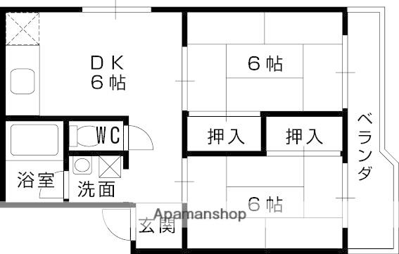 高塚コーポラス(2DK/1階)の間取り写真