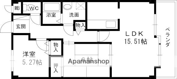 アズステーション星田(2LDK/3階)の間取り写真